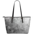 Grey Polygonal Geometric Print Leather Tote Bag With Zipper