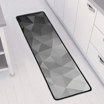 Grey Polygonal Geometric Print Long Kitchen Mat