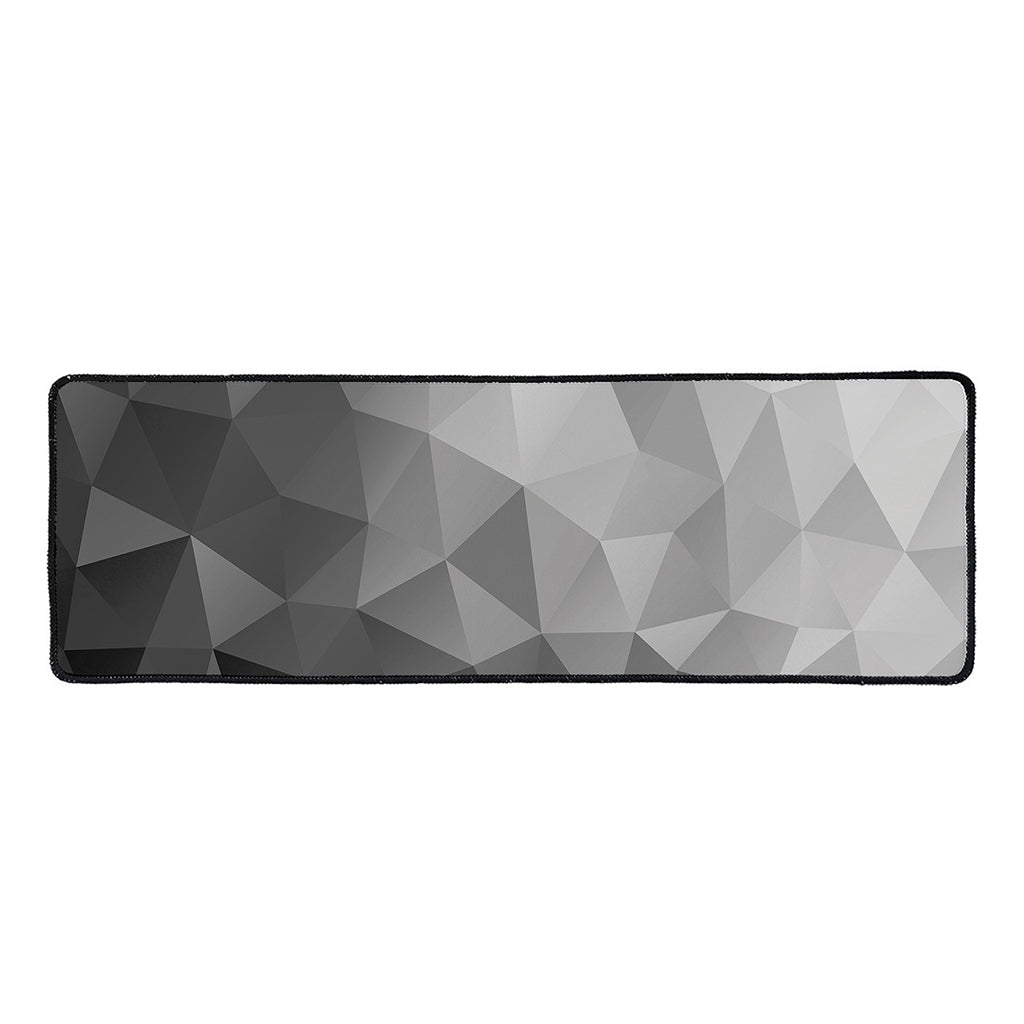 Grey Polygonal Geometric Print Long Kitchen Mat