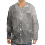 Grey Polygonal Geometric Print Long Sleeve Baseball Jersey