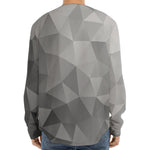 Grey Polygonal Geometric Print Long Sleeve Baseball Jersey