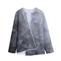 Grey Polygonal Geometric Print Long Sleeve Short Coat