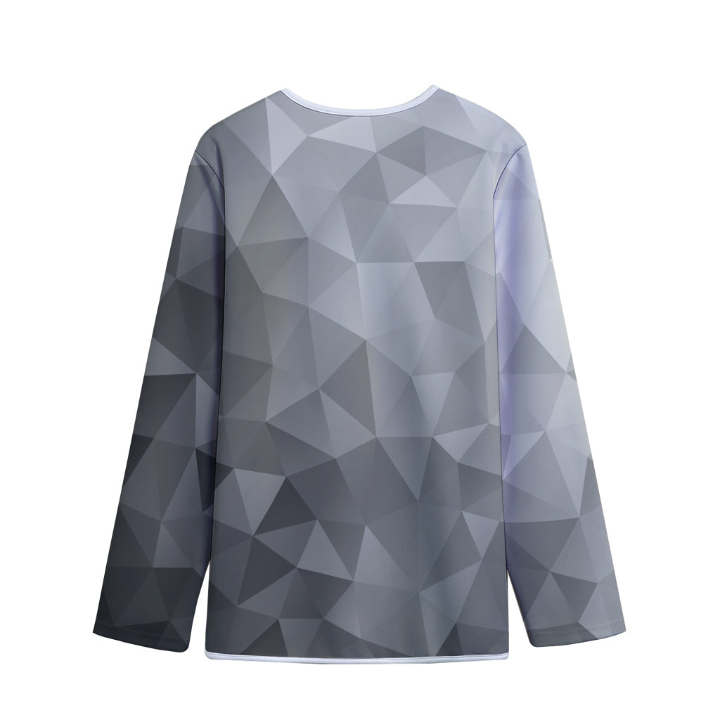 Grey Polygonal Geometric Print Long Sleeve Short Coat