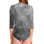 Grey Polygonal Geometric Print Long Sleeve Swimsuit