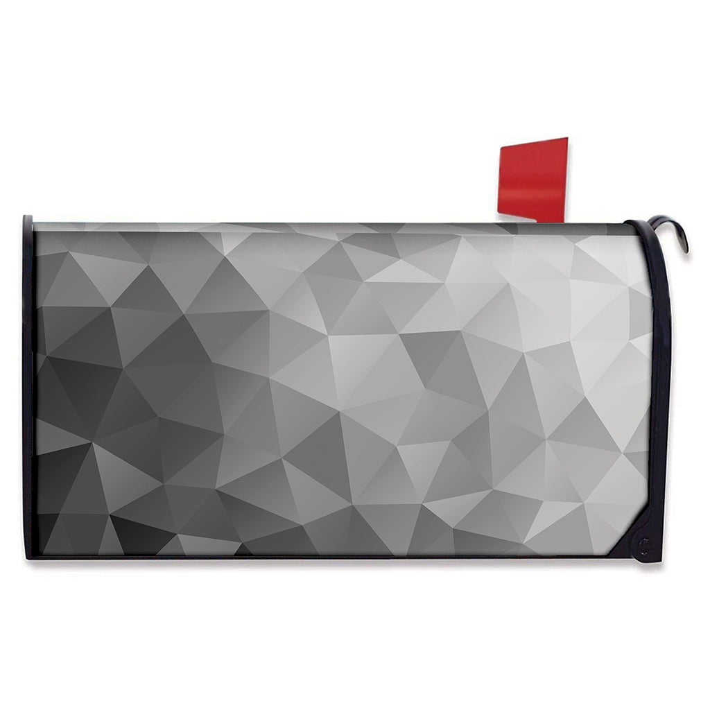 Grey Polygonal Geometric Print Mailbox Cover