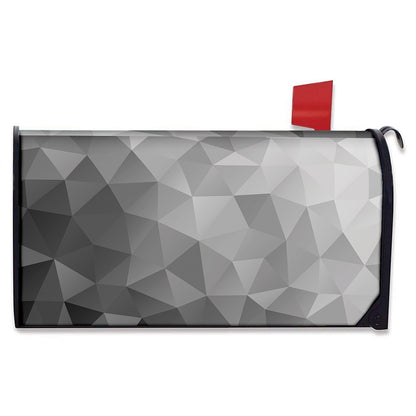 Grey Polygonal Geometric Print Mailbox Cover