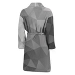 Grey Polygonal Geometric Print Men's Bathrobe