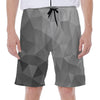 Grey Polygonal Geometric Print Men's Beach Shorts