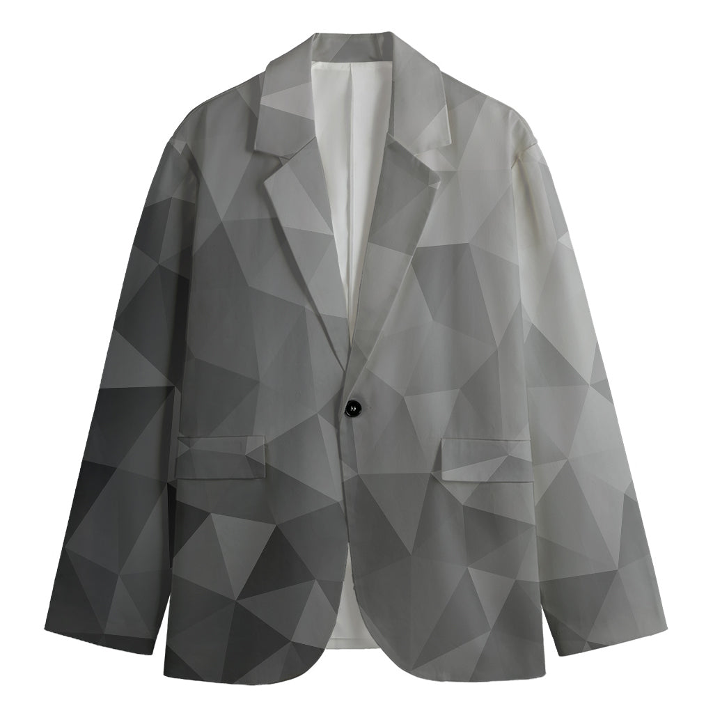 Grey Polygonal Geometric Print Men's Blazer