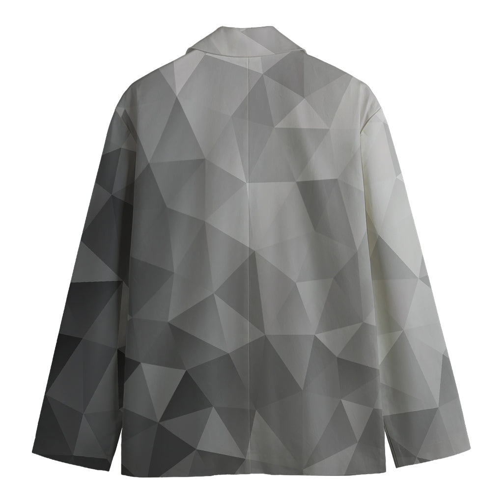 Grey Polygonal Geometric Print Men's Blazer