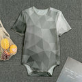 Grey Polygonal Geometric Print Men's Bodysuit