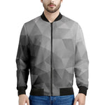 Grey Polygonal Geometric Print Men's Bomber Jacket