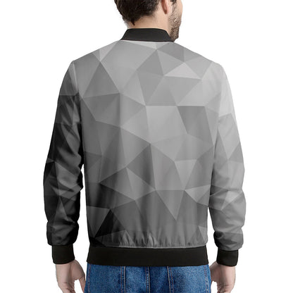Grey Polygonal Geometric Print Men's Bomber Jacket
