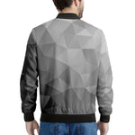 Grey Polygonal Geometric Print Men's Bomber Jacket