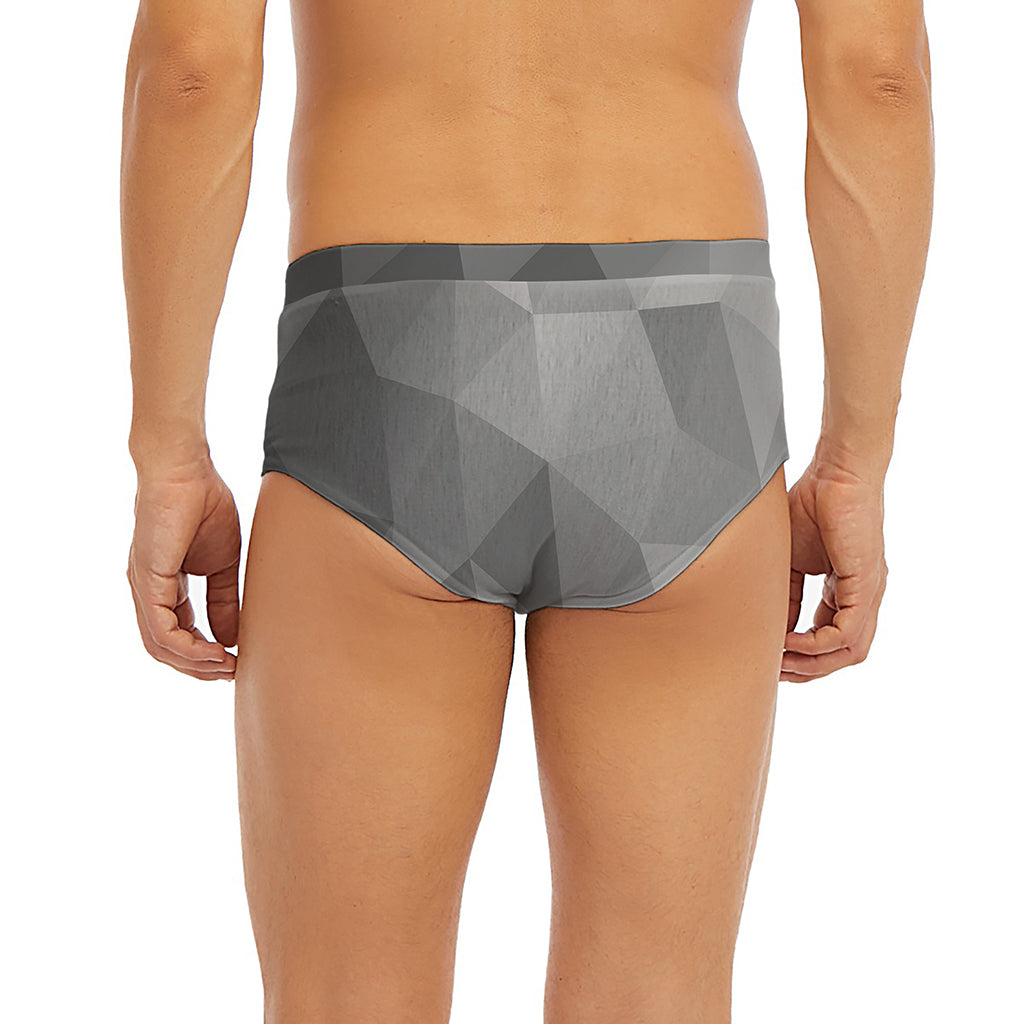 Grey Polygonal Geometric Print Men's Briefs