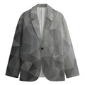 Grey Polygonal Geometric Print Men's Cotton Blazer