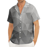 Grey Polygonal Geometric Print Men's Deep V-Neck Shirt