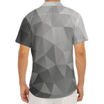Grey Polygonal Geometric Print Men's Deep V-Neck Shirt