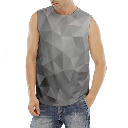 Grey Polygonal Geometric Print Men's Fitness Tank Top