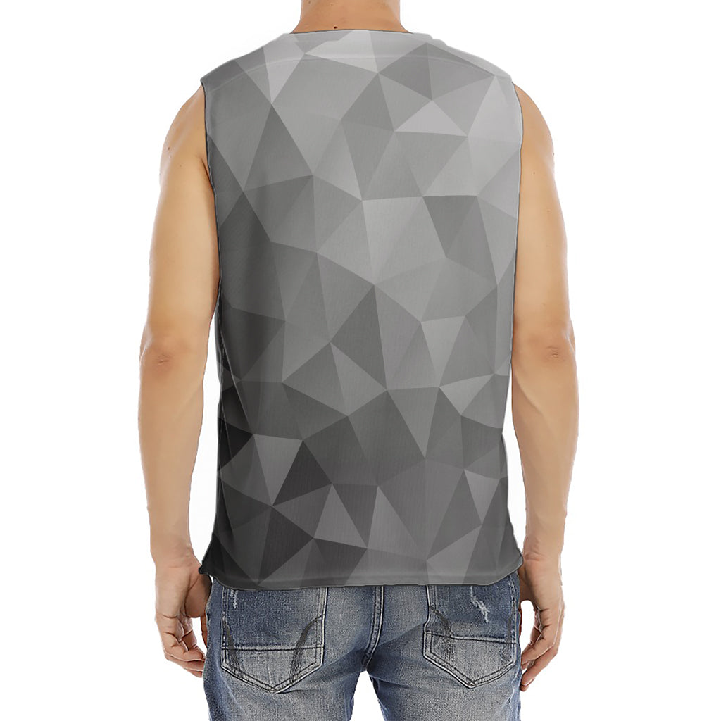 Grey Polygonal Geometric Print Men's Fitness Tank Top