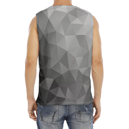 Grey Polygonal Geometric Print Men's Fitness Tank Top