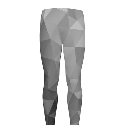 Grey Polygonal Geometric Print Men's leggings