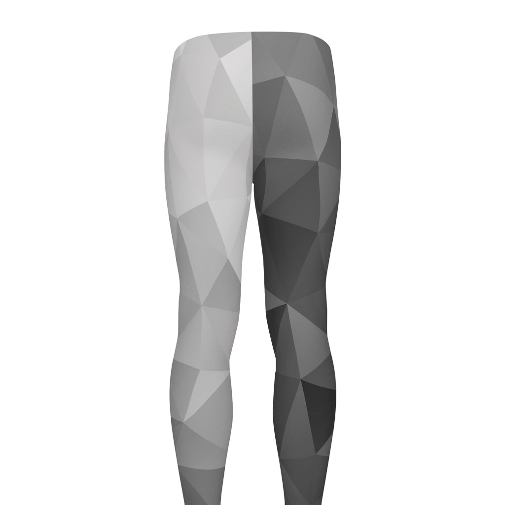 Grey Polygonal Geometric Print Men's leggings