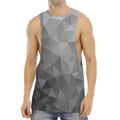 Grey Polygonal Geometric Print Men's Muscle Tank Top