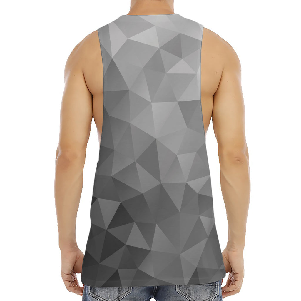 Grey Polygonal Geometric Print Men's Muscle Tank Top
