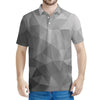 Grey Polygonal Geometric Print Men's Polo Shirt