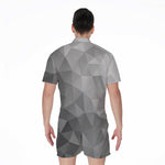 Grey Polygonal Geometric Print Men's Rompers