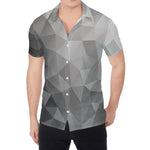 Grey Polygonal Geometric Print Men's Shirt