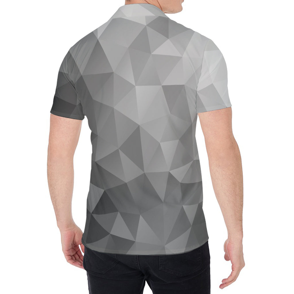 Grey Polygonal Geometric Print Men's Shirt