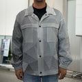 Grey Polygonal Geometric Print Men's Shirt Jacket
