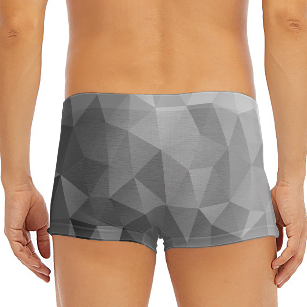 Grey Polygonal Geometric Print Men's Short Boxer Briefs