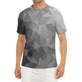 Grey Polygonal Geometric Print Men's Short Sleeve Rash Guard