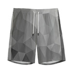 Grey Polygonal Geometric Print Men's Sports Shorts