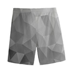 Grey Polygonal Geometric Print Men's Sports Shorts