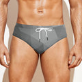 Grey Polygonal Geometric Print Men's Swim Briefs