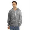 Grey Polygonal Geometric Print Men's Velvet Pullover Hoodie