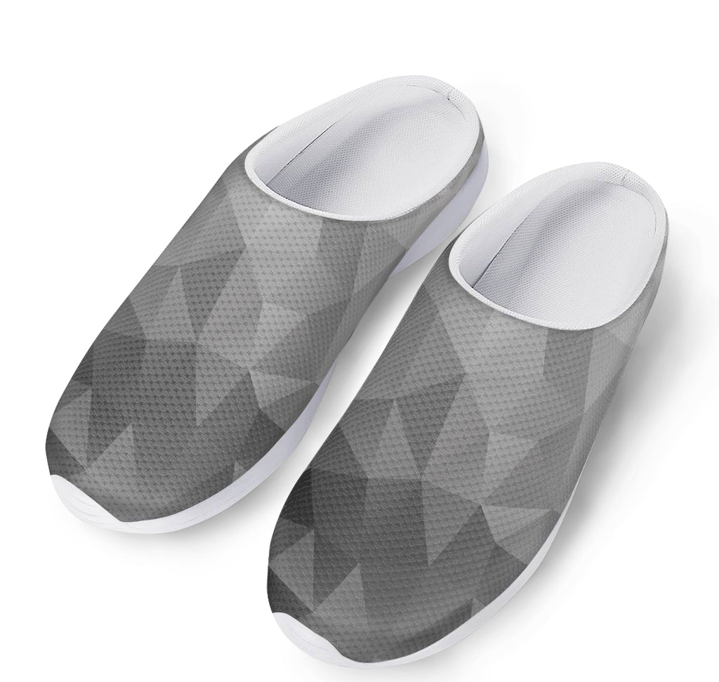 Grey Polygonal Geometric Print Mesh Casual Shoes