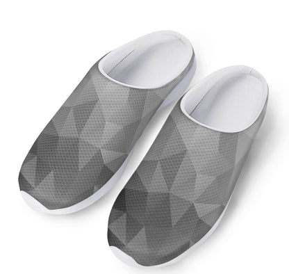 Grey Polygonal Geometric Print Mesh Casual Shoes