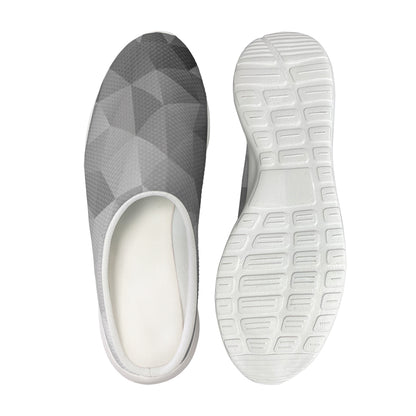 Grey Polygonal Geometric Print Mesh Casual Shoes