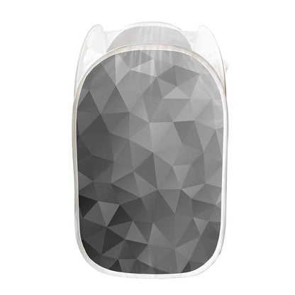 Grey Polygonal Geometric Print Mesh Laundry Hamper