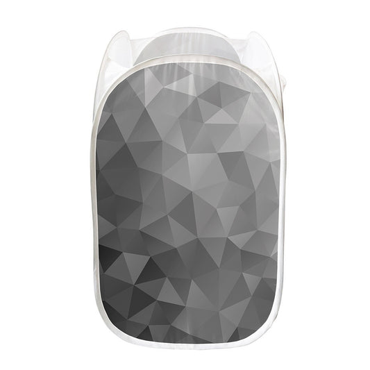 Grey Polygonal Geometric Print Mesh Laundry Hamper
