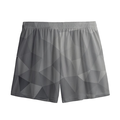 Grey Polygonal Geometric Print Mesh Shorts