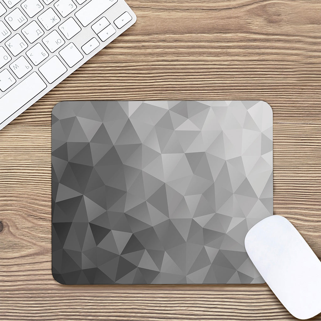 Grey Polygonal Geometric Print Mouse Pad