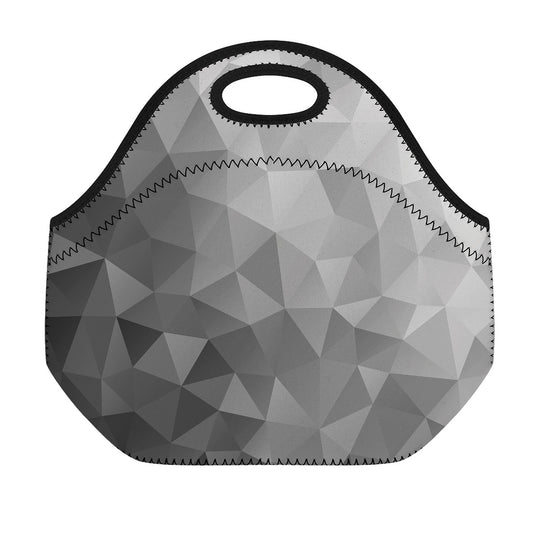 Grey Polygonal Geometric Print Neoprene Lunch Bag