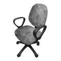 Grey Polygonal Geometric Print Office Chair Cover