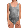 Grey Polygonal Geometric Print One Piece Swimsuit